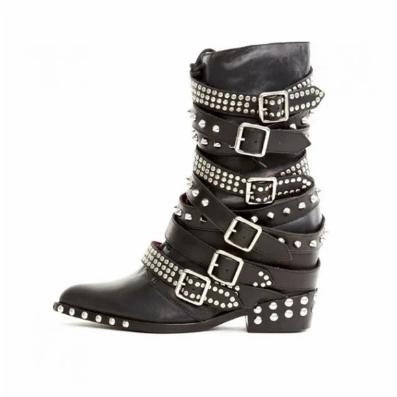 Jeffrey Campbell Draco Studded Black Boots Sz 11 New - Picture 4 of 6